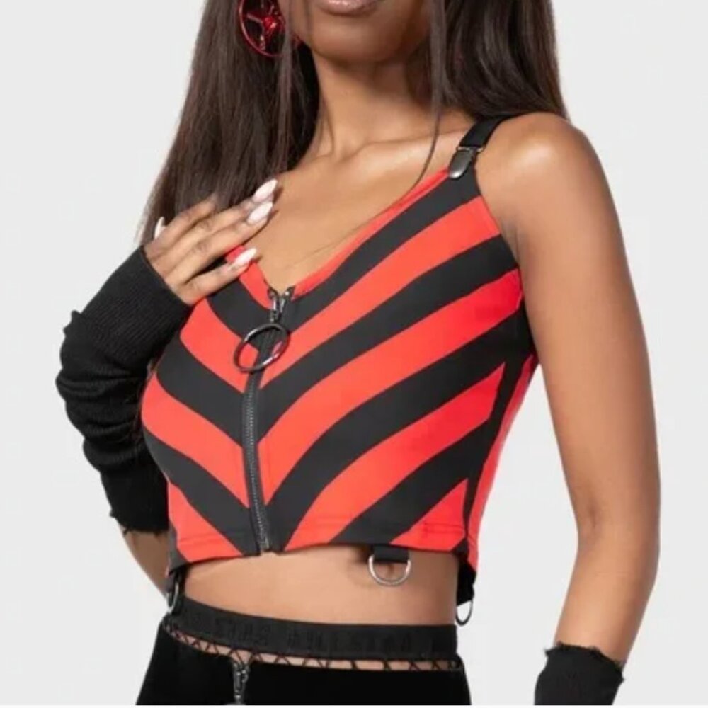 KILLSTAR x AVRIL LAVIGNE Setlist Black & Red Striped Tank Top XXL NEW WITH TAGS